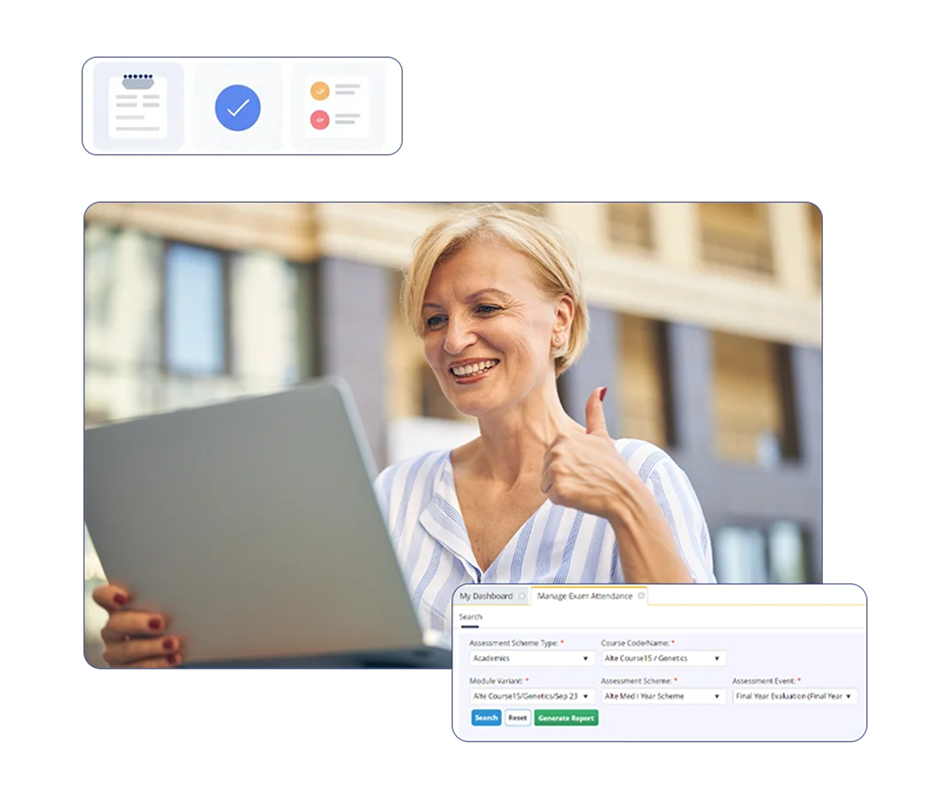Exam setup dashboard