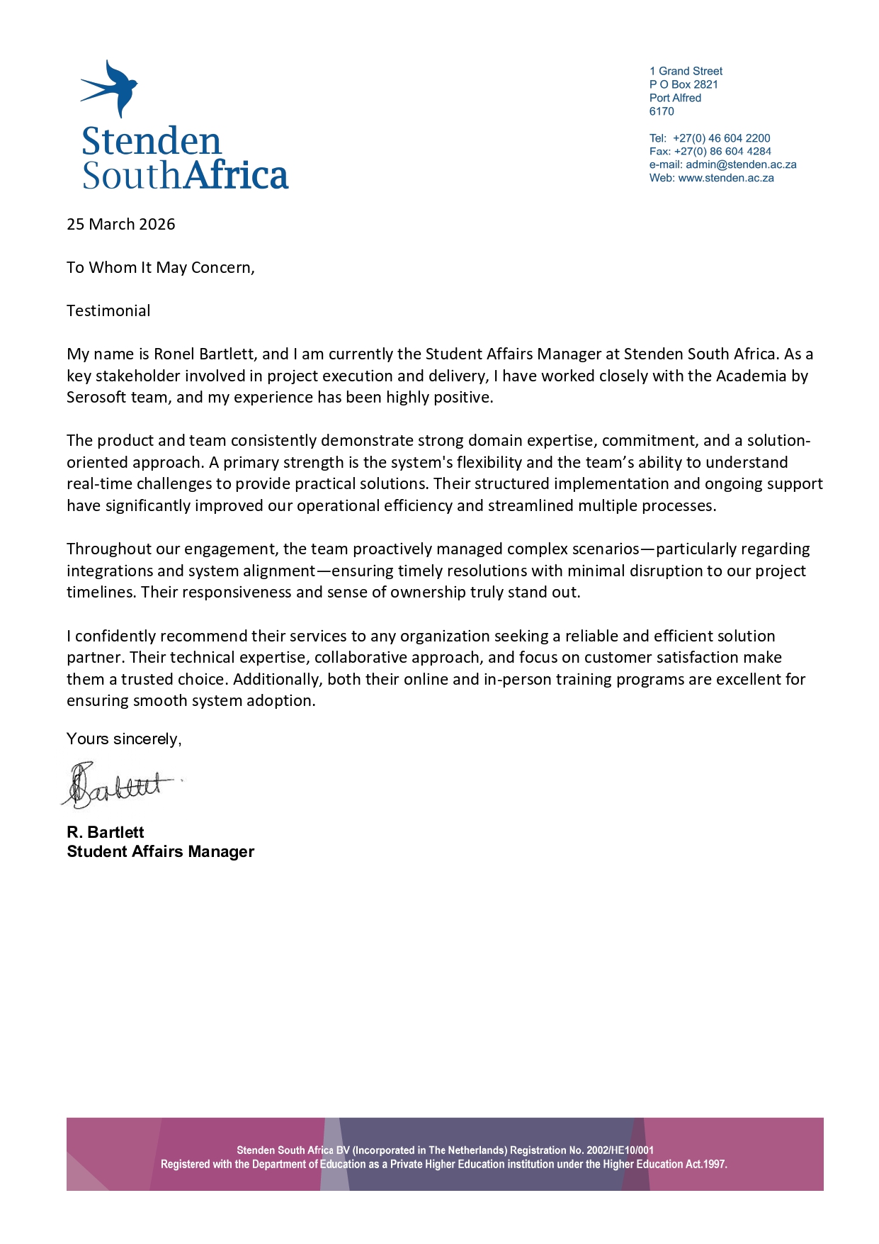 stenden-south-africa-testimonial
