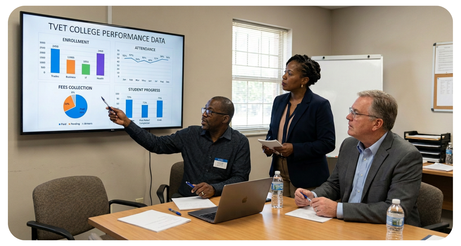 Academia by Serosoft showcasing its TVET Student Information System at an education conference
